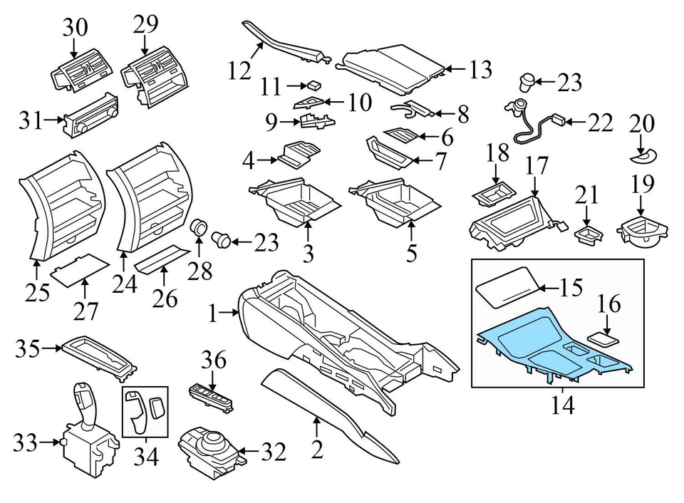 2014-2016 BMW 535D XDRIVE - Center Console TRIM / Panel 9206389 - Image 3 of 4