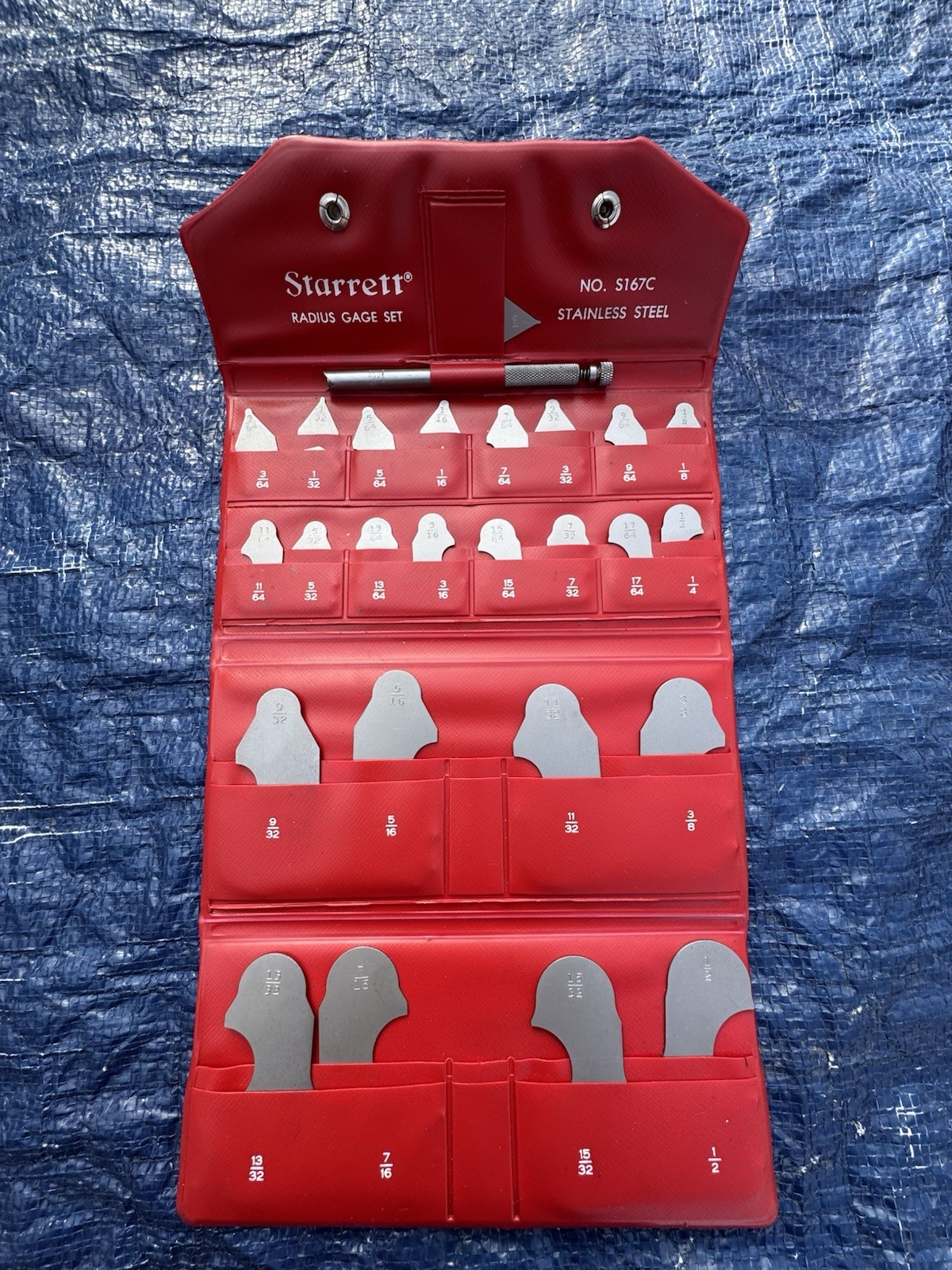  Starrett S167C Radius Gage Set Sizes 1/64" to 1/2" - Very Nice