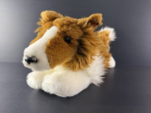 14” Vintage Animal Alley Plush (Toys R Us) Brown & White Border Collie Dog