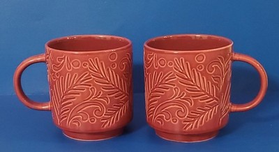 Peppermint And Pine Two Embossed Red Pine & Woods Design Ceramic Coffee Tea Mug