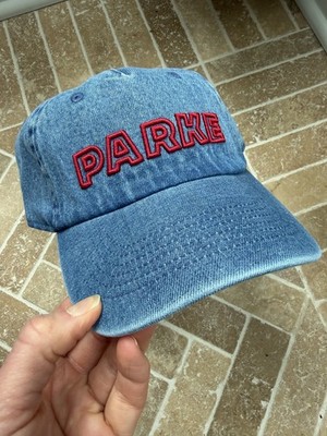 Parke x Target Embroidered Denim Baseball Cap - Blue with Red Lettering Parke x Target Denim Baseball Hat Medium Wash One Size With  main image 2