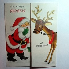  133- 1 VTG Hallmark Xmas Greeting Card Adorable Santa  Deer Getting Ready