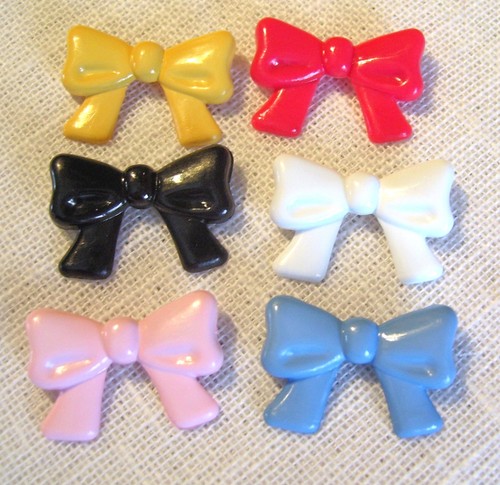 LOT de 6 BOUTONS NOEUD - 16x22mm - layette, couture, scrapbooking, Poupée - B30 - Picture 8 of 8