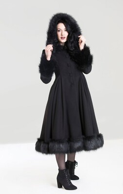 ELVIRA エルヴィラ　エルビラ ファー ジャケット  キルティング 毛皮 Hell Bunny Elvira Dramatic Statement Long Hooded Vintage Fur