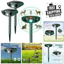 Solar Powered Ultrasonic Animal Repellent - Eco-Friendly Pest Control (2 Pieces)