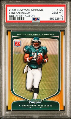 2009 Bowman Chrome LeSean McCoy Rookie Gold Refractor #120 Eagles RC /50 PSA 10