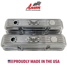 Ford FE 352 American Eagle Finned Short Valve Covers - Polished - Ansen USA