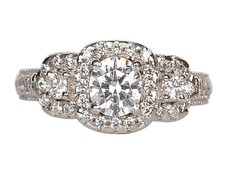 Solid 14KT White Gold 1.45 Carat D/VVS1 Round Shape Solitaire With Accents Ring