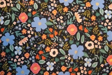Rifle Paper Co 100% Cotton RP303-BK2M Primavera Wild Rose Black Metallic 10 yard