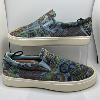 Native Sz 11 Men's Miles Denim Print Slip on Shoe Loafer Water