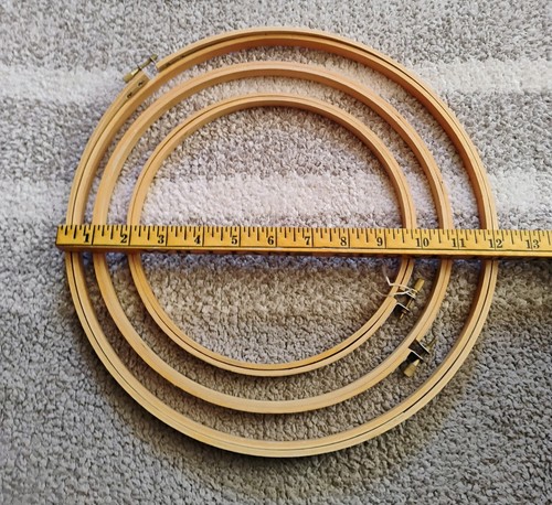 Wood Embroidery Hoops Wooden Needlepoint Sewing Vintage Taiwan 8" 10" 12" - Picture 3 of 3