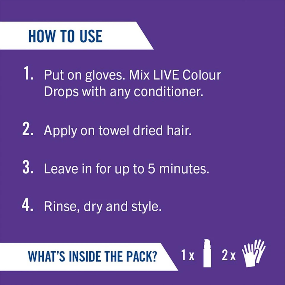 Schwarzkopf LIVE Colour Drops Semi-Permanent Hair Dye, Orchid Purple - Image 4 of 4