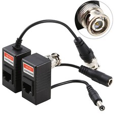 1 Pair Coax BNC Video  Power Balun Passive Connector Adaptor For CCTV Camera