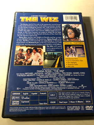 The Wiz (1978) DVD Michael Jackson Diana Ross Adventure Fantasy