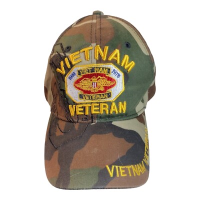 Vietnam Veteran 1959 Viet Nam 1975 Military Ball Cap Hat Camo Strapback