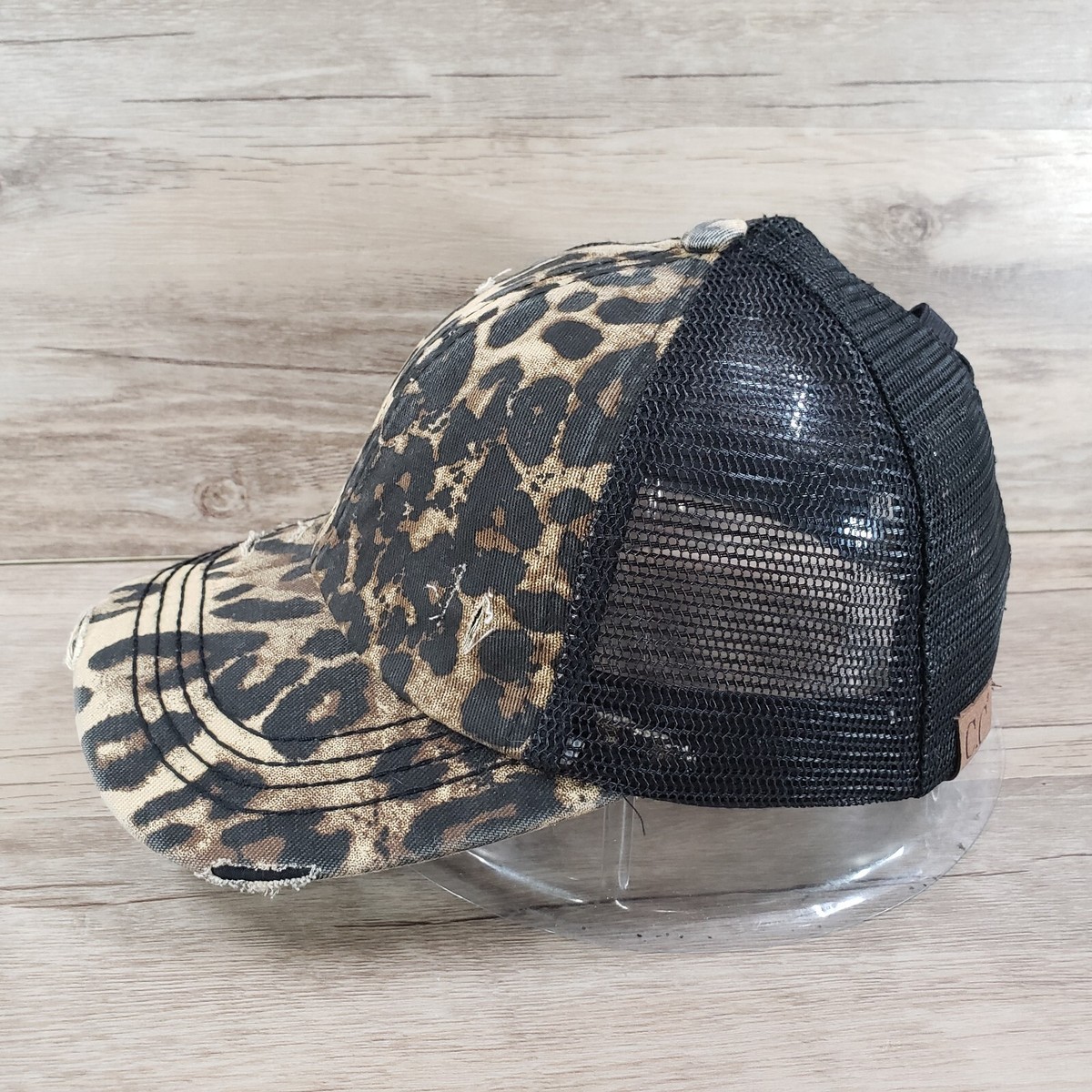 Mesh Leopard Cc Ponytail Hat Leopard Print Ponytail Hat Cap Strap
