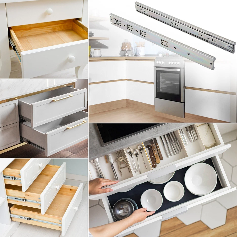 250-600mm Soft Close Drawer Runner Slides Full Extension Ball Bearing Heavy Duty - Image 4 of 4