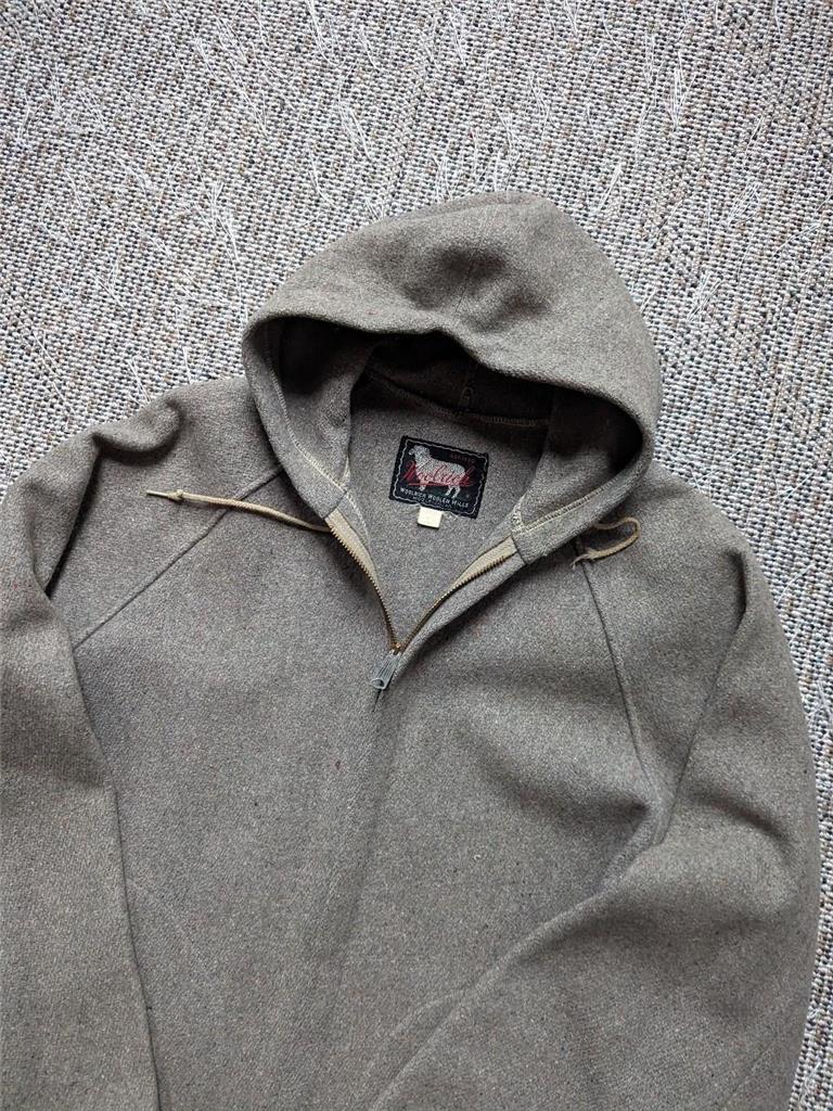 vintage 1950s hoodie WOOLRICH wool fleck M gray HOODED full zip