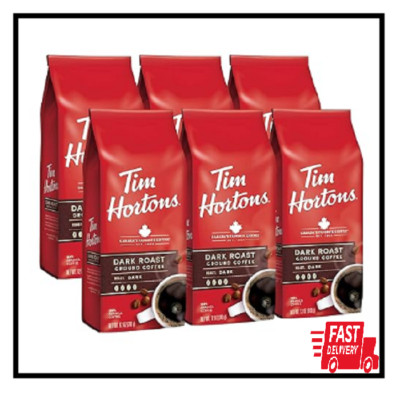 Tim Hortons Dark Roast Rich Ground Coffee Perfectly Balanced Always Smooth Ma...