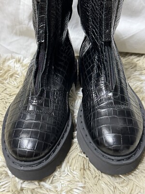 Aquatalia Harlo Black Crocodile Leather Black Boots. Size 7 Aquatalia Women main image 4