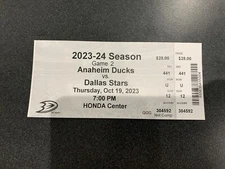10/19/2023 Anaheim Ducks Leo Carlsson NHL Debut 1st First Goal Ticket
