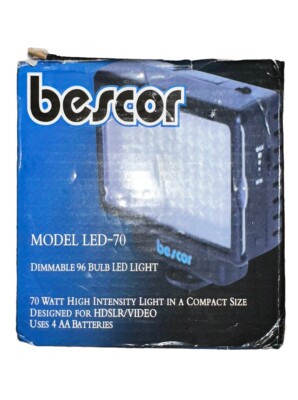   Open Box Dimmable 96 Bulb LED 70W Bescor LED-70 Camera Light 4AA Operated