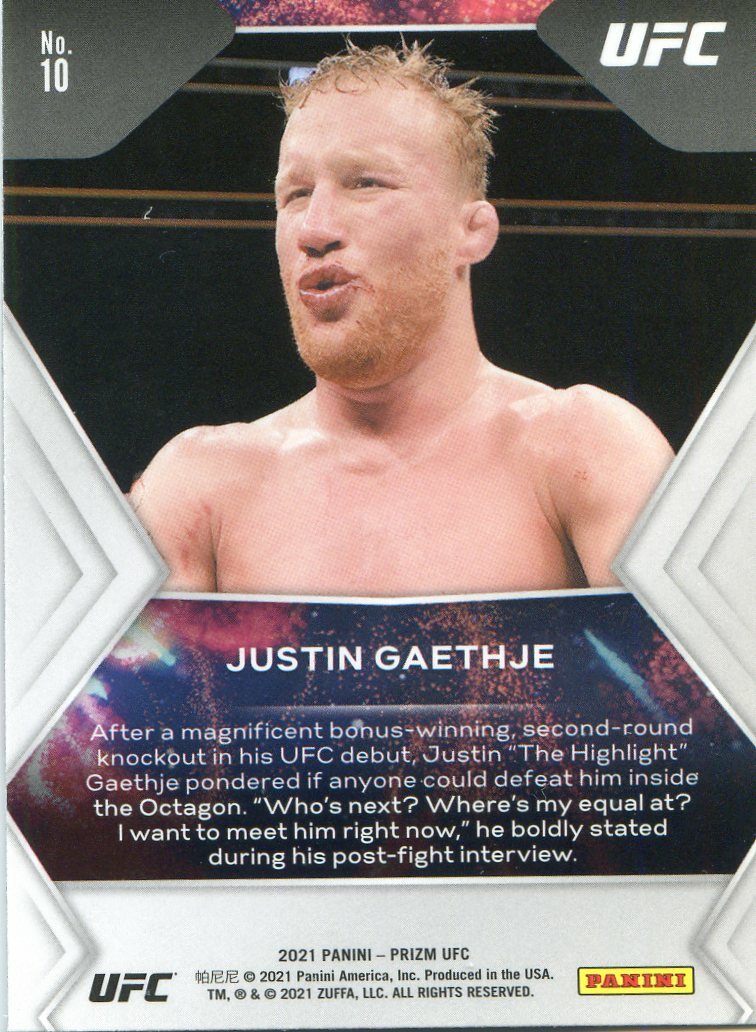 2021 Panini UFC Prizm Debut JUSTIN GAETHJE Fireworks Insert