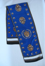 Vintage Polisil Crepe Scarf Polyester Bright Vibrant Colors Coat of Arms