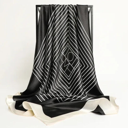 Sciarpa quadrata scialle seta per donna stampa foulard raso fasce capelli hijab donna - Foto 32 di 78