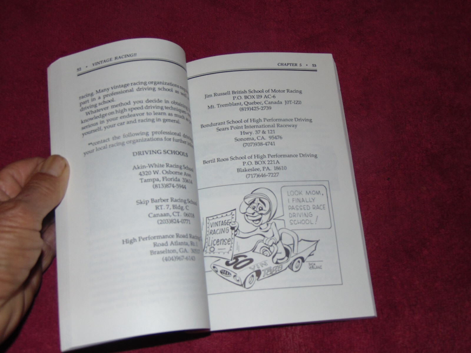 SIGNED 1990 1st SC BOOK: "VINTAGE RACING" BY JIM McCARTHY