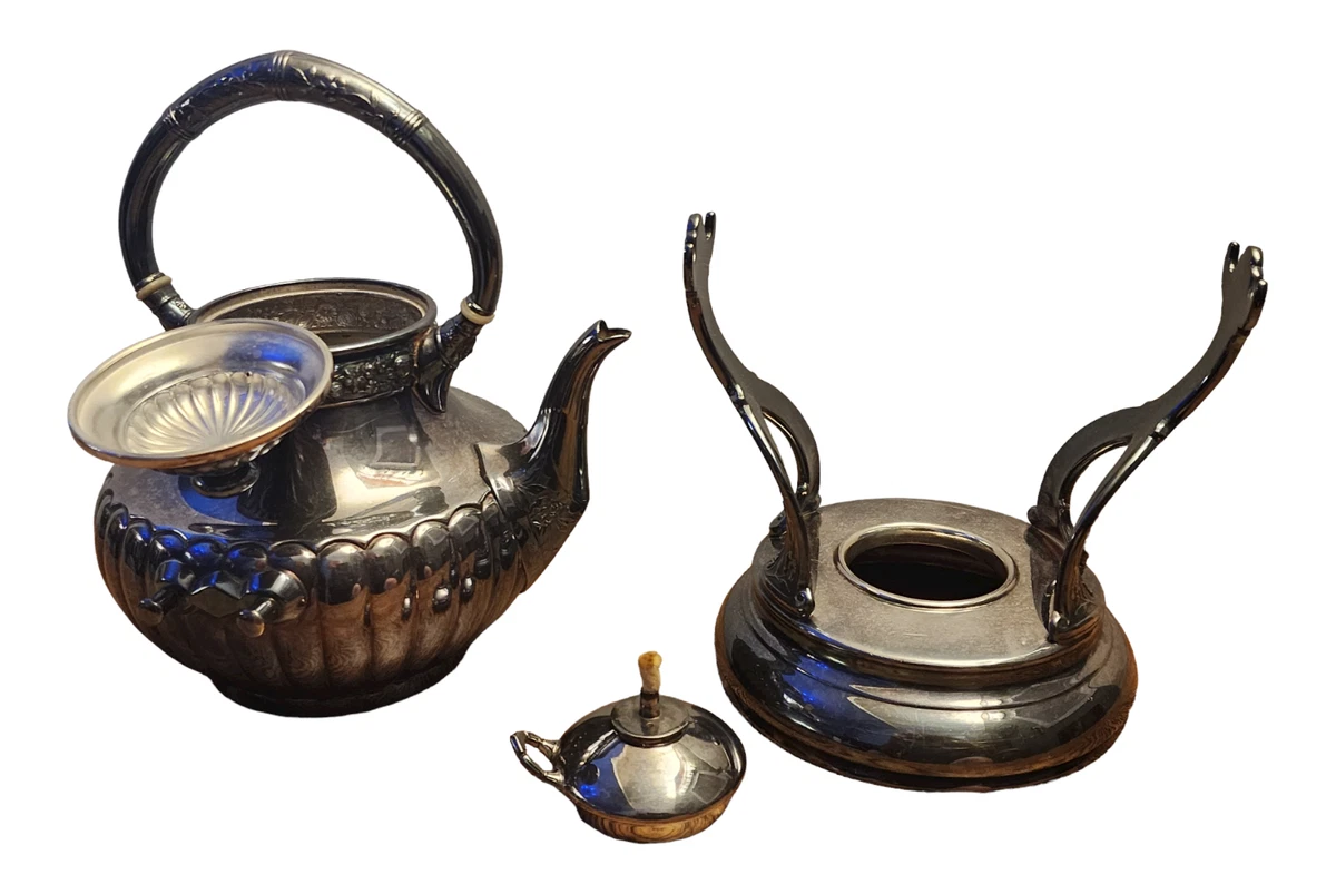 Antique REED & BARTON Silver Plate Tilting Teapot & Stand