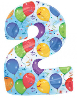 34'' Riesen Zahl ''2'' Folie Helium Selbstaufblasend Geburtstag Party Ballon