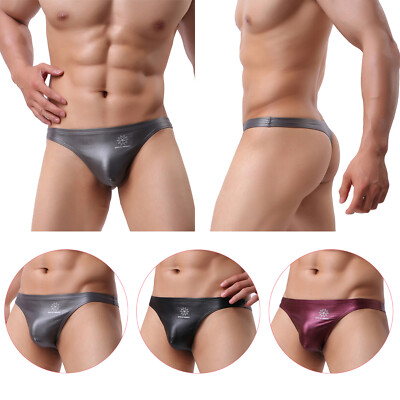 Herren Tanga T-Back G-String Sexy Wet Look Unterwäsche Bikini Slips Unterhose