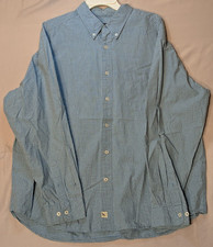 Eddie Bauer Men's Relaxed Fit Wrinkle Free Long Sleeve Blue Check Shirt XL