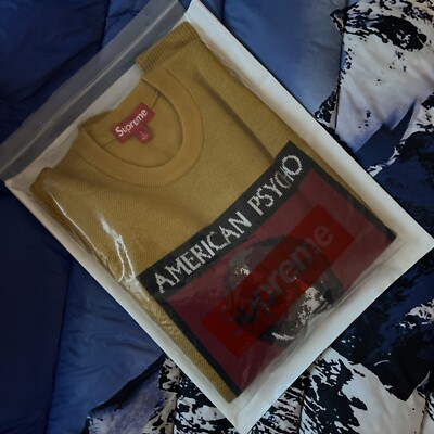 SUPREME FW23 AMERICAN PSYCHO SWEATER YELLOW SIZE L | FAST SHIP|IN 