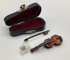 Vintage Miniature Violin Bow  Case Wooden