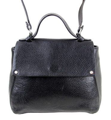 Treasure & Bond BLACK GENUINE LEATHER SHOULDER BAG X-BODY SATCHEL HANDBAG PURSE