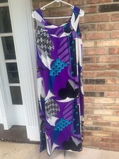 Vintage 70s Sears Hawaiian Fashions Purple Floral Maxi Dress Size 6