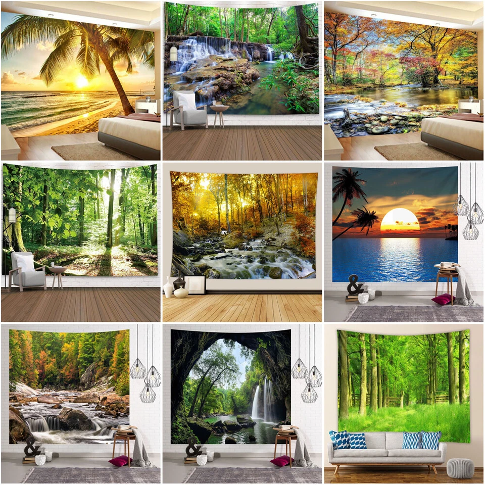 Manta colcha telón de fondo tapiz tapiz tapiz paisaje paisaje paisaje 3D Foto 2 de 2