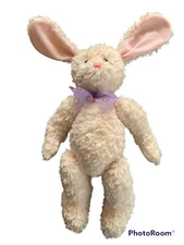 GUND Cream “Hopper” Bunny Rabbit Purple Ribbon Bow Plush No. 36033 Beige 15"