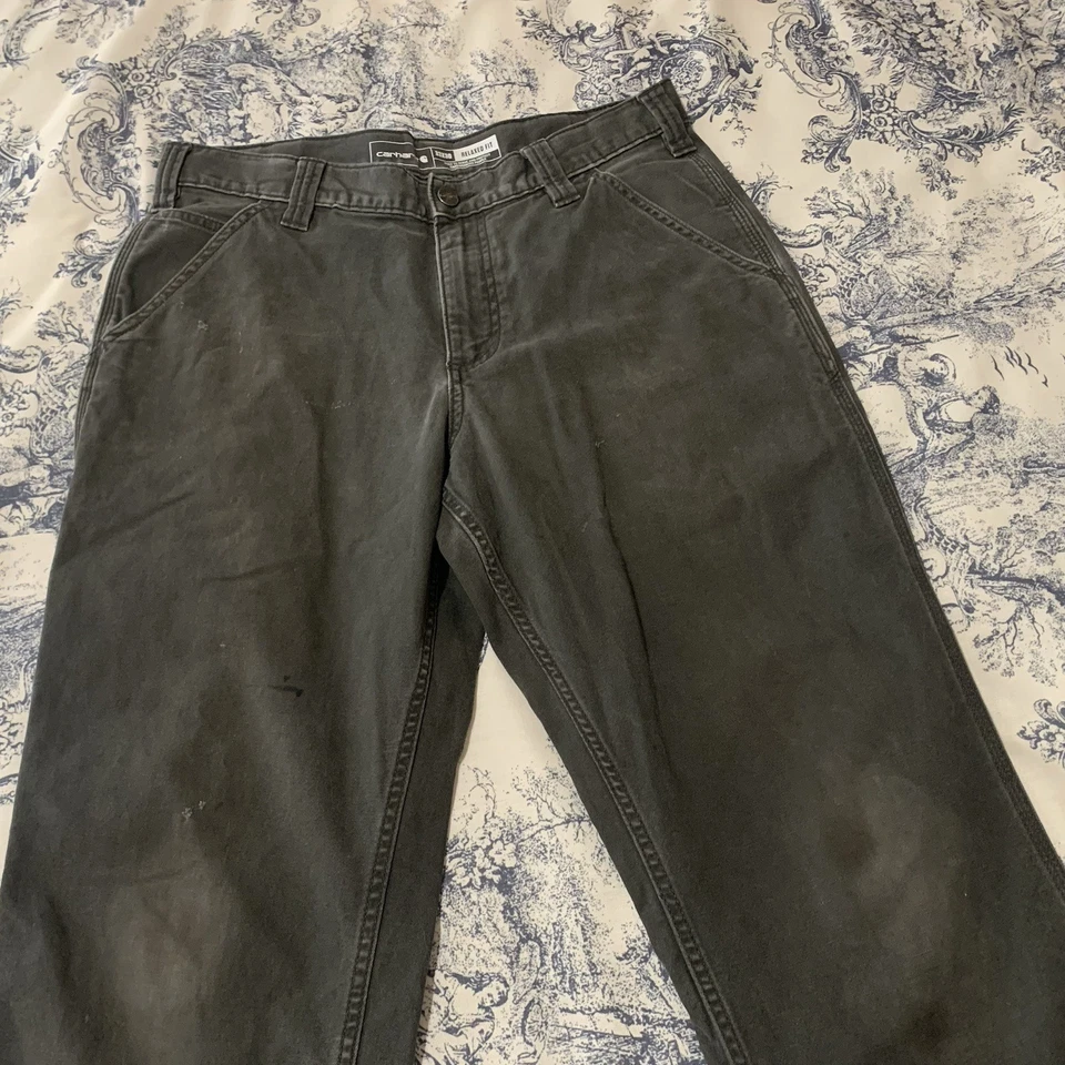 Carhartt 33x30 Pants Black Workwear Relaxed Fit Canvas-Fits 32/29 Work Wear- - Image 4 of 4