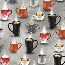 Table Runners Placemats - Perfect Blend Steamy Hot Coffee Gray Cotton