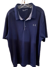 Under Armour Men's Navy Blue 2XL Loose Fit Short Sleeve Collared Polo Shirt