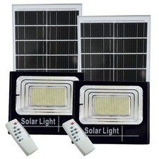 2x Faro Led 400w Esterno Pannello Solare Luci Coppia Giardino Crepuscolare
