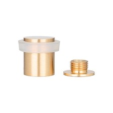 EVI Brass Door Stopper Screw Fastening White Rubber Protector 0.79x0.99 Inch