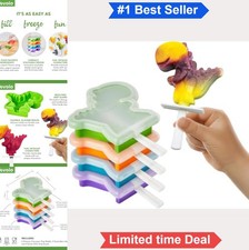 Dinosaur Ice Pop Molds Set of 4 BPA Free Silicone Dishwasher Safe Easy Release