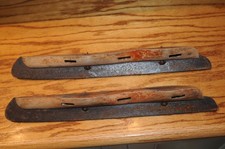 Antique Primitive Wooden Ice Skates Original Rustic Pair Metal Blades Old   