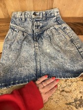 Vintage Acid Wash Girls 80s Skirt