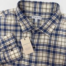 PETER MILLAR Mens XXL Long Sleeve Plaid Button Down Shirt Casual Comfort NEW