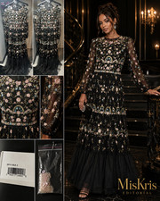 Mac Duggal 35111 Black Embroidered Floral Mesh Maxi Gown Size 2 NWT